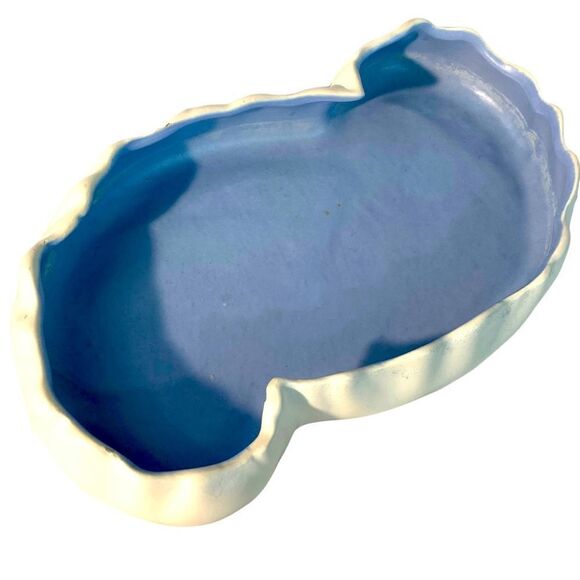 HAEGAR Vintage MCM Ceramic Blue Flamingo Pond Planter Dish - Picture 1 of 6